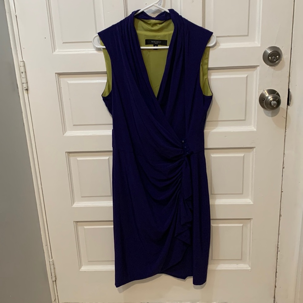 Eggplant color wrap dress, in a lightweight silky fabric